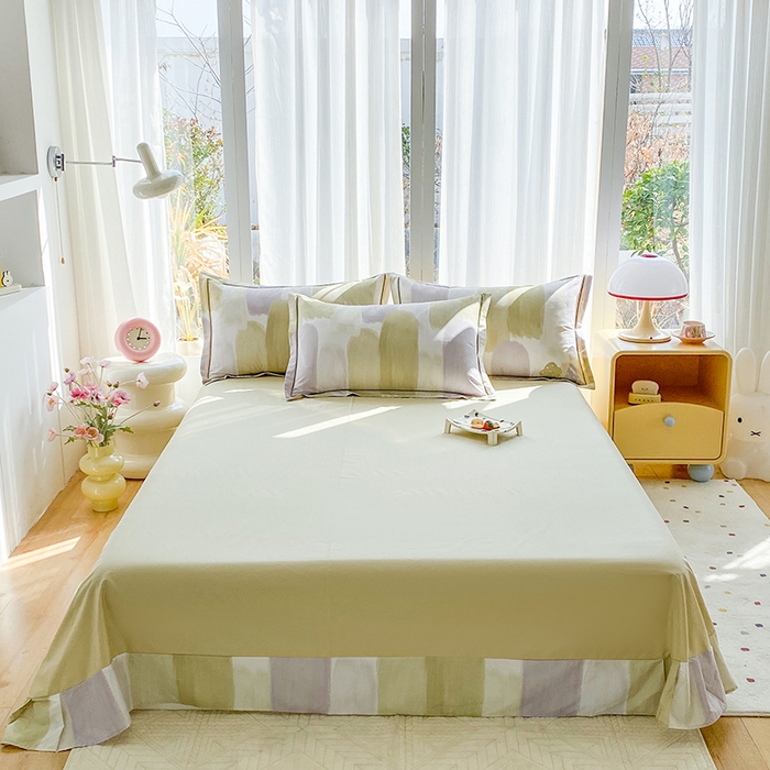 91家纺网 家纺一手货源 找家纺 （总）眷恋家纺 2026新款全棉纯棉铂金棉13376纯色荷叶边单床单床笠床单床笠单件