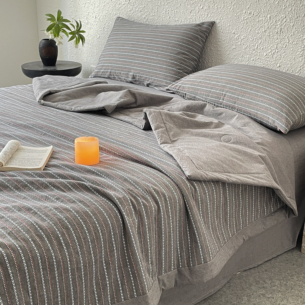 91家纺网 家纺一手货源 找家纺 绒城 2026新款棉色织提花水洗棉大豆夏被夏凉被空调被-摩卡 摩卡灰