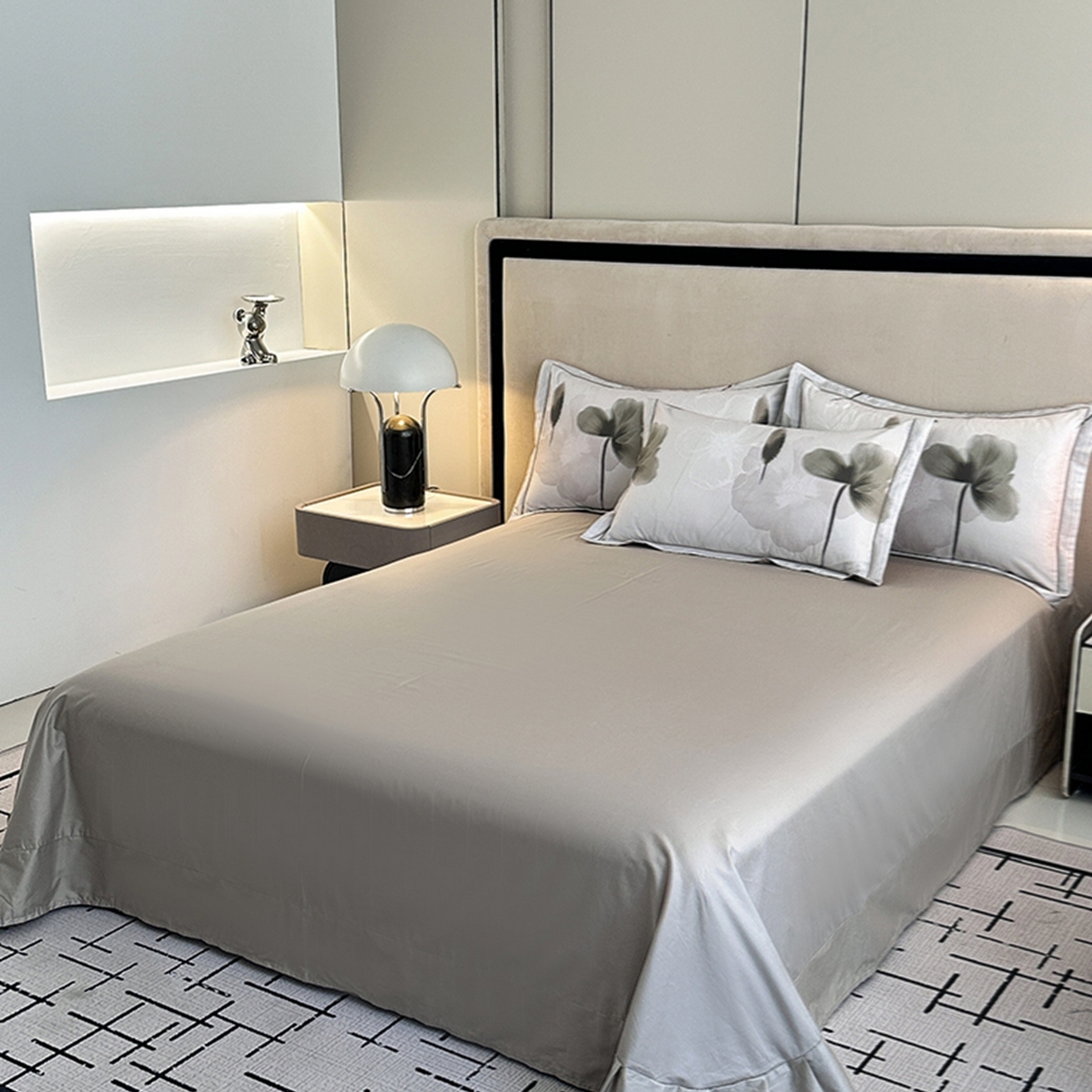 眷恋家纺 2026新款全棉纯棉铂金棉13376纯色荷叶边单床单床笠床单床笠单件 咖