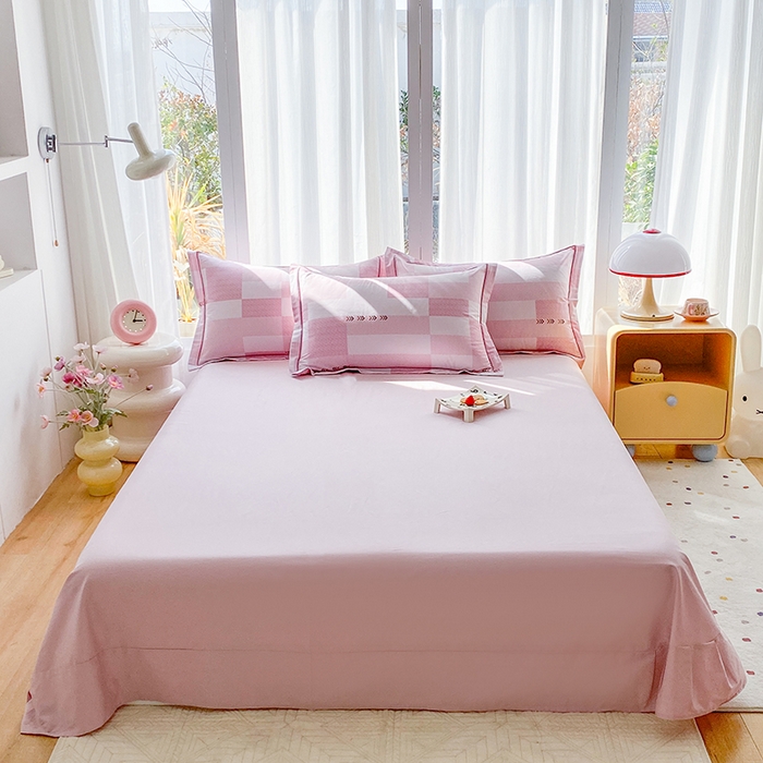 眷恋家纺 2026新款全棉纯棉铂金棉13376纯色荷叶边单床单床笠床单床笠单件 千夏紫