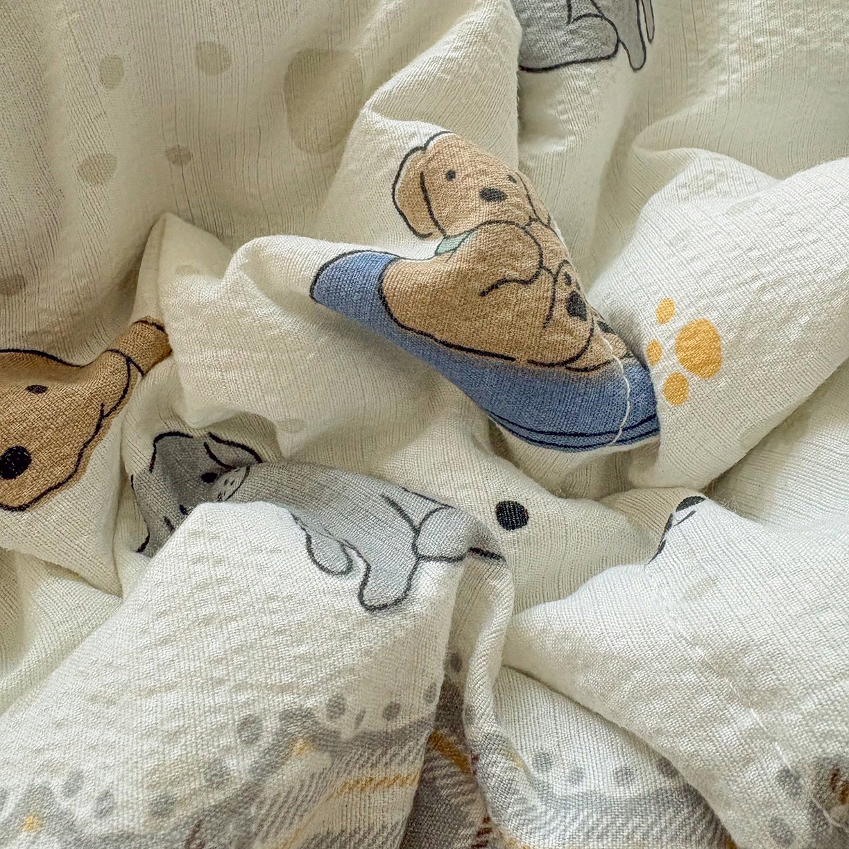 91家纺网 家纺一手货源 找家纺 绒耀家纺 2026春夏直播爆款泡芙棉云感双层纱皱皱纱韩式花边床盖四件套 旺旺大队