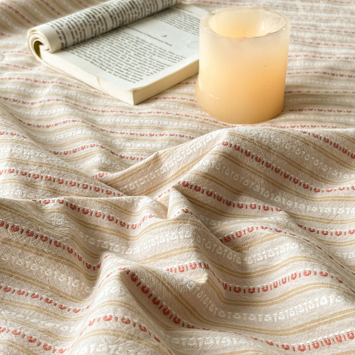 91家纺网 家纺一手货源 找家纺 绒城 2026新款棉色织提花水洗棉大豆夏被夏凉被空调被-摩卡 摩卡桔