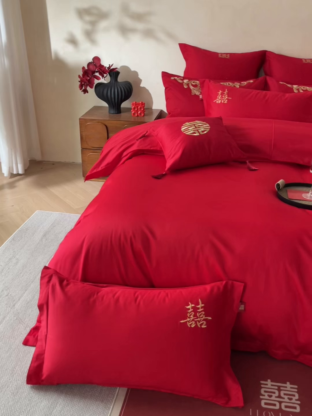 91家纺网 家纺一手货源 找家纺 东方合美（原：皇家传奇） 2026新款长绒棉轻奢婚庆四件套 添妆喜事