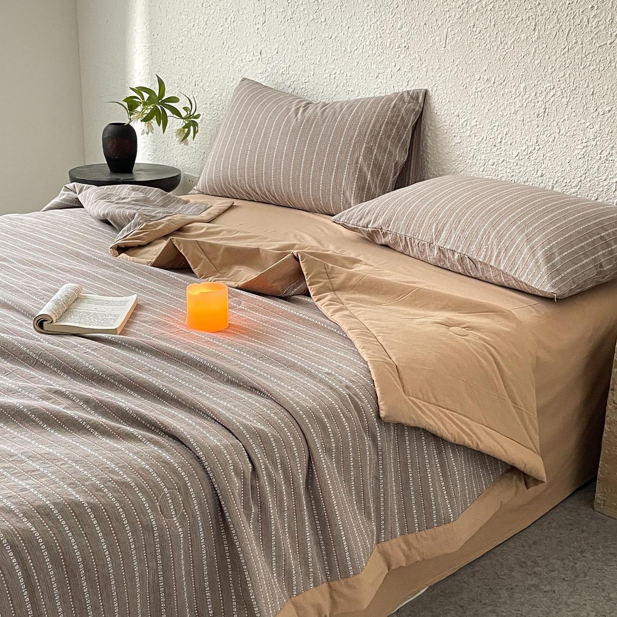 91家纺网 家纺一手货源 找家纺 绒城 2026新款棉色织提花水洗棉大豆夏被夏凉被空调被-摩卡 摩卡咖