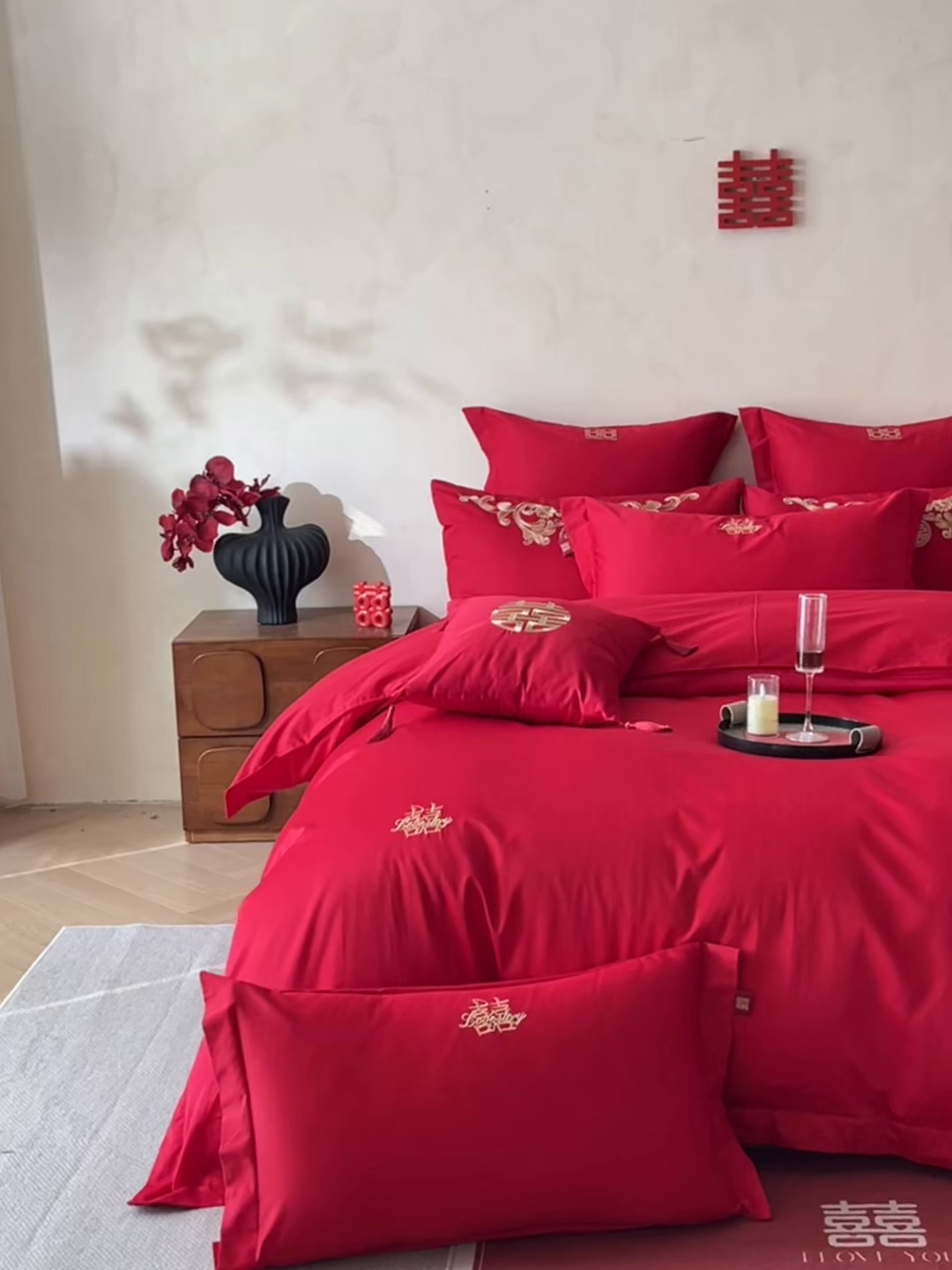 91家纺网 家纺一手货源 找家纺 东方合美（原：皇家传奇） 2026新款长绒棉轻奢婚庆四件套 两小无猜