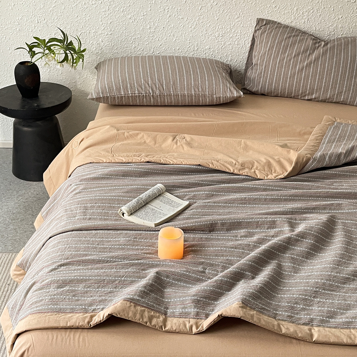 91家纺网 家纺一手货源 找家纺 绒城 2026新款棉色织提花水洗棉大豆夏被夏凉被空调被-摩卡 摩卡咖