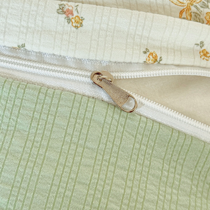 91家纺网 家纺一手货源 找家纺 桔禾家纺 2026春夏新款小清新A类超柔泡芙棉泡泡纱双层纱四件套 花枝梦