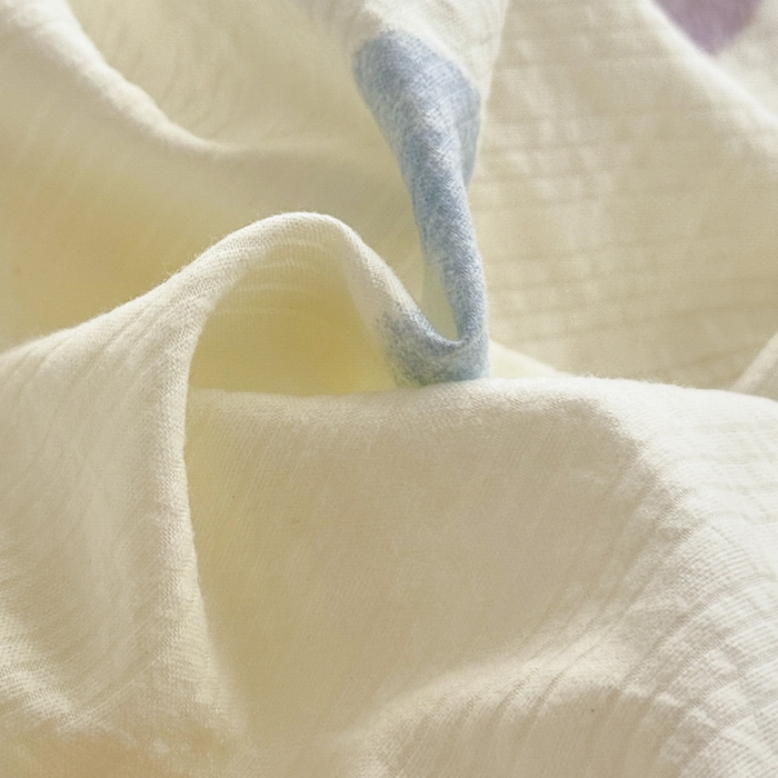 91家纺网 家纺一手货源 找家纺 桔禾家纺 2026春夏新款小清新A类超柔泡芙棉泡泡纱双层纱四件套 马卡龙爱心