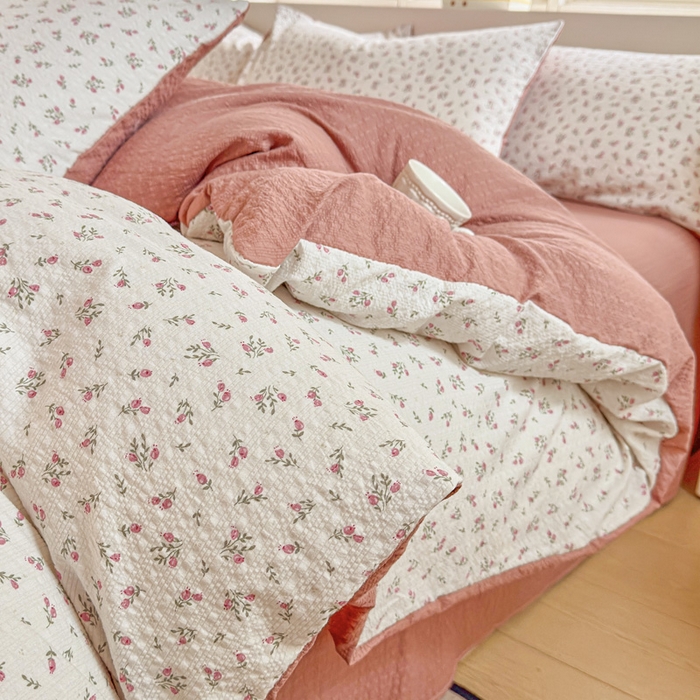 桔禾家纺 2026春夏新款小清新A类超柔泡芙棉泡泡纱双层纱四件套 迷迭香