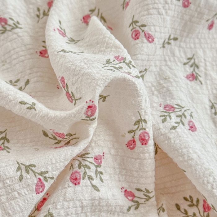 91家纺网 家纺一手货源 找家纺 桔禾家纺 2026春夏新款小清新A类超柔泡芙棉泡泡纱双层纱四件套 迷迭香