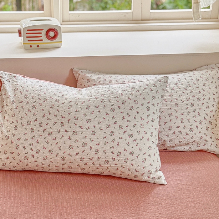 91家纺网 家纺一手货源 找家纺 桔禾家纺 2026春夏新款小清新A类超柔泡芙棉泡泡纱双层纱四件套 迷迭香