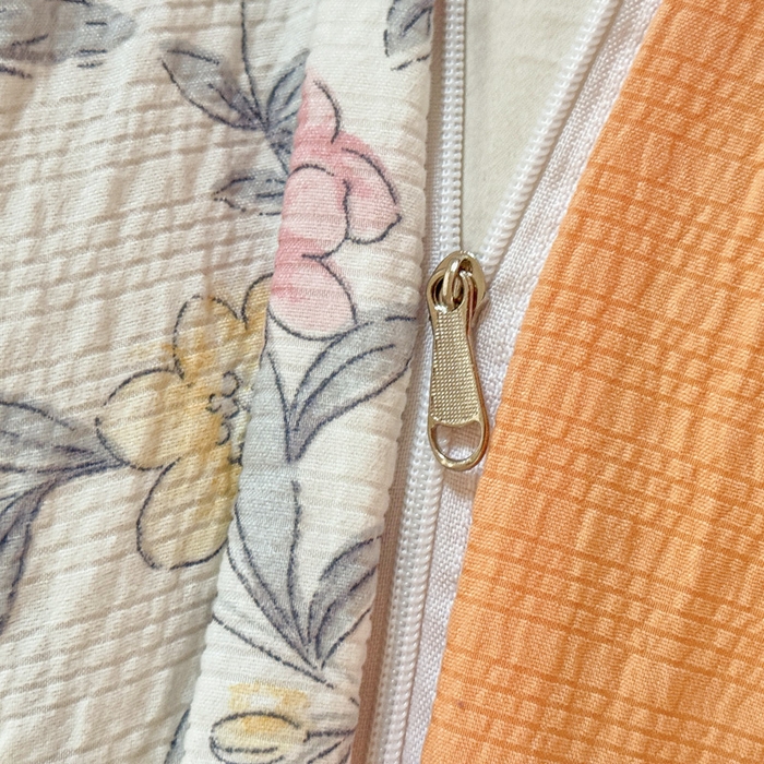 91家纺网 家纺一手货源 找家纺 桔禾家纺 2026春夏新款小清新A类超柔泡芙棉泡泡纱双层纱四件套 石榴花开