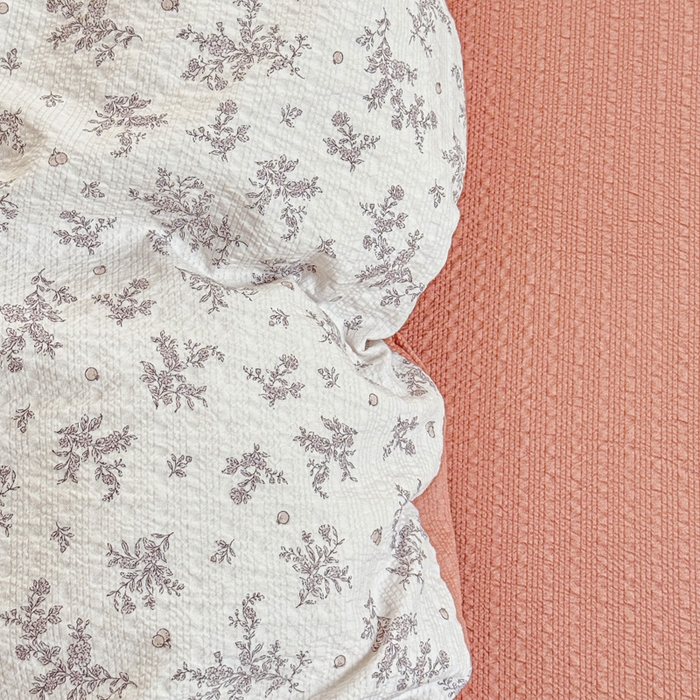 91家纺网 家纺一手货源 找家纺 桔禾家纺 2026春夏新款小清新A类超柔泡芙棉泡泡纱双层纱四件套 温柔花束