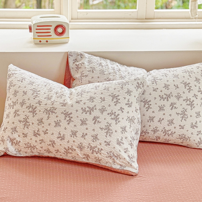 91家纺网 家纺一手货源 找家纺 桔禾家纺 2026春夏新款小清新A类超柔泡芙棉泡泡纱双层纱四件套 温柔花束