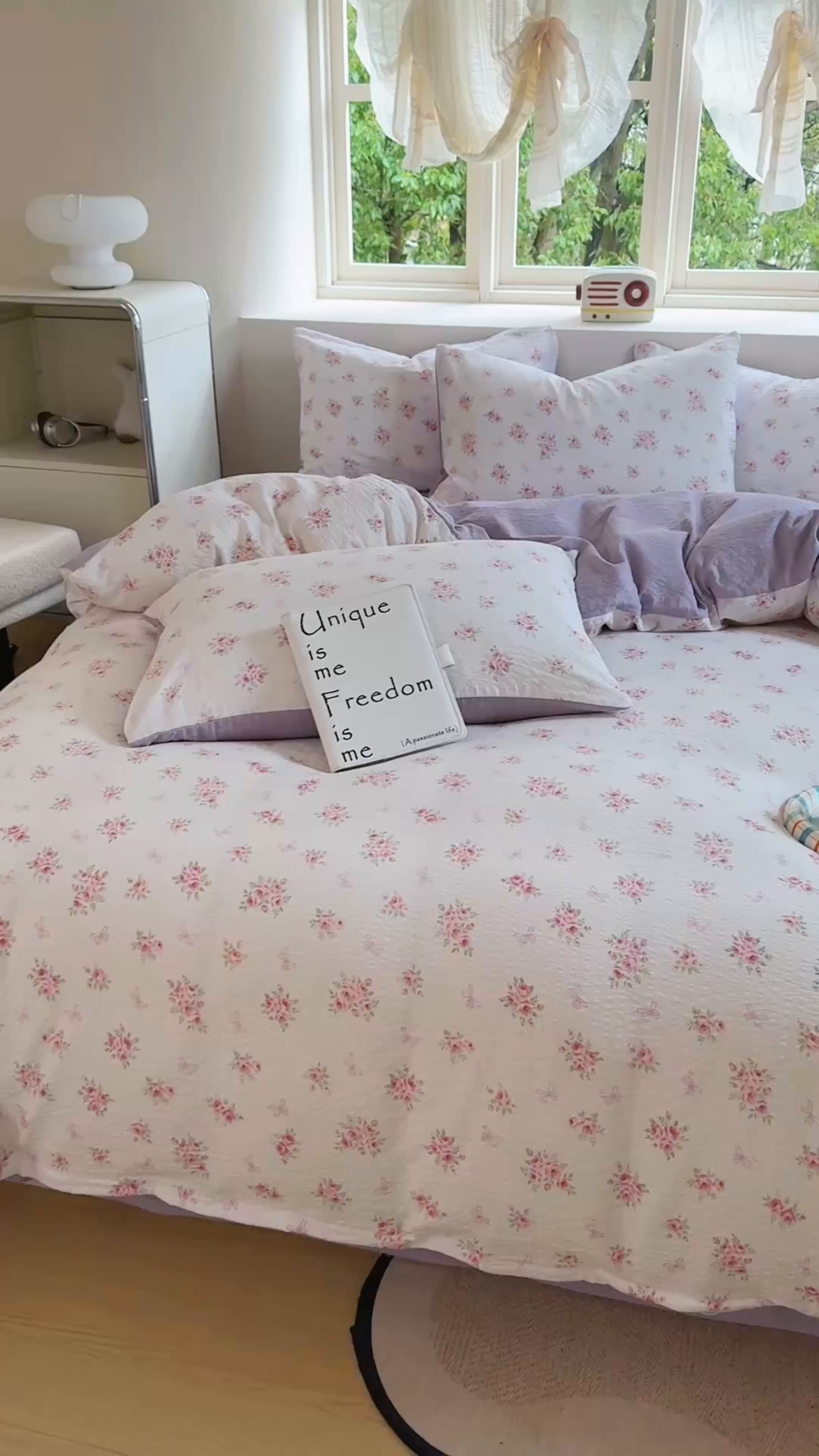 91家纺网 家纺一手货源 找家纺 桔禾家纺 2026春夏新款小清新A类超柔泡芙棉泡泡纱双层纱四件套 絮朵