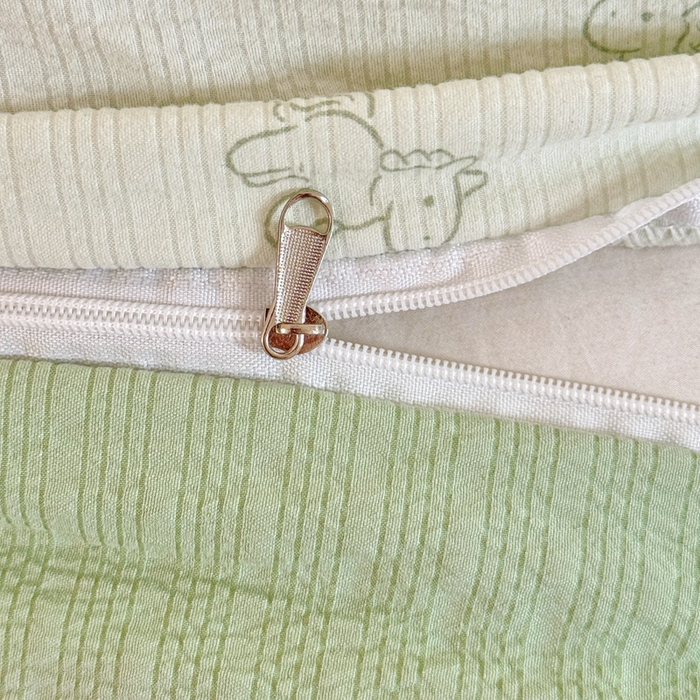 91家纺网 家纺一手货源 找家纺 桔禾家纺 2026春夏新款小清新A类超柔泡芙棉泡泡纱双层纱四件套 摇摇马