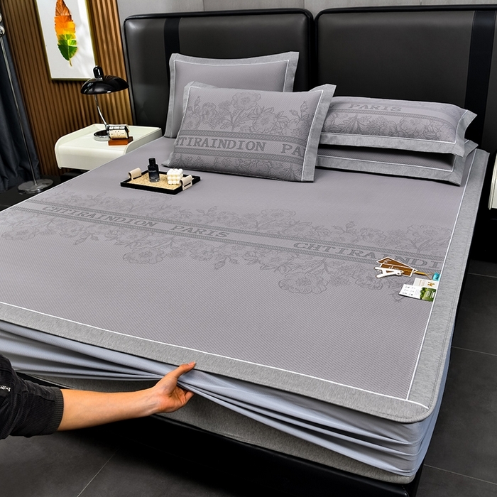 91家纺网 家纺一手货源 找家纺 小牛席业 2026新款腊肠狗格纹提花冰丝夏凉枕套单枕套枕套单件 香槟