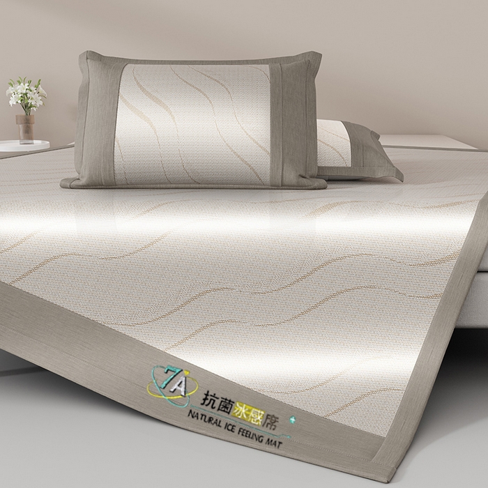 91家纺网 家纺一手货源 找家纺 （总）yyds网供 2026新款波澜7A抗菌水洗提花刺绣冰丝席凉席软席三件套凉感丝空调席-波澜迪斯