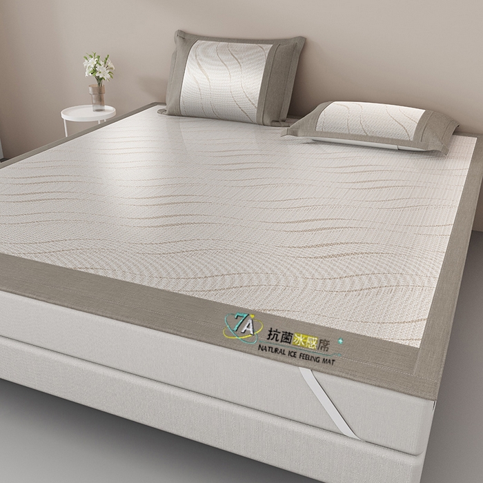 91家纺网 家纺一手货源 找家纺 （总）yyds网供 2026新款波澜7A抗菌水洗提花刺绣冰丝席凉席软席三件套凉感丝空调席-波澜迪斯