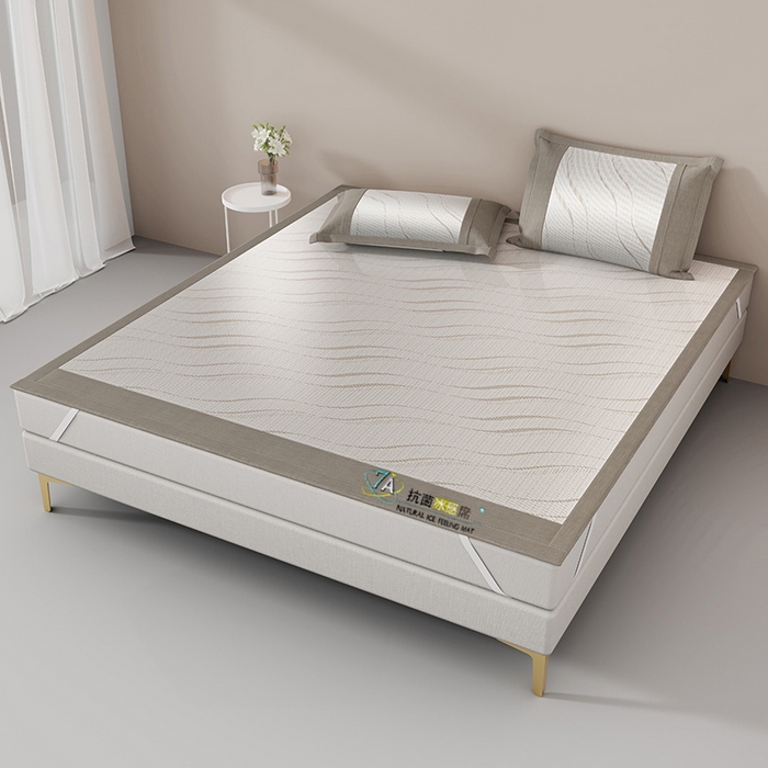 91家纺网 家纺一手货源 找家纺 yyds网供 2026新款波澜7A抗菌水洗提花刺绣冰丝席凉席软席三件套凉感丝空调席-波澜迪斯 波澜-冰幻咖