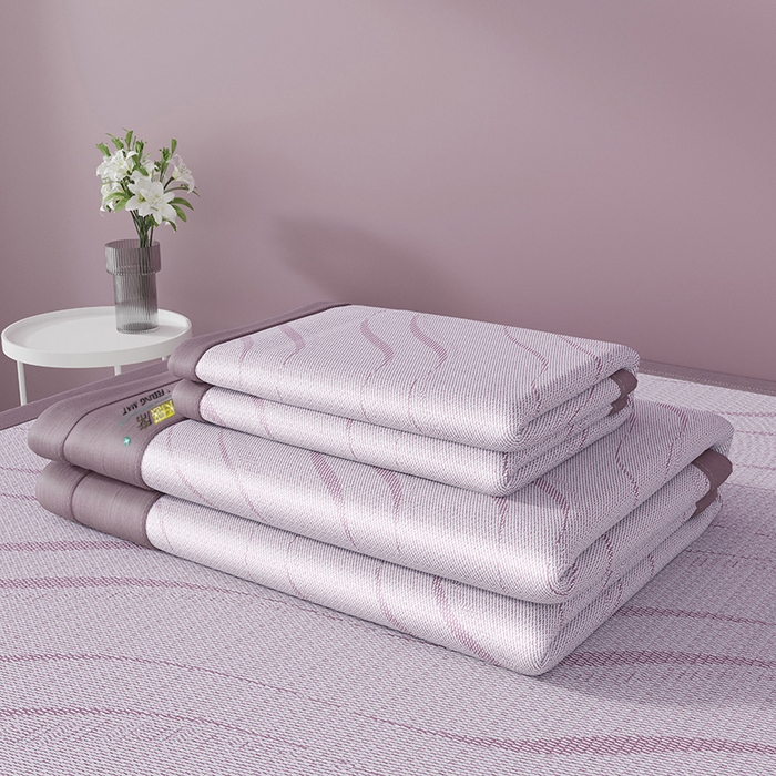 91家纺网 家纺一手货源 找家纺 yyds网供 2026新款波澜7A抗菌水洗提花刺绣冰丝席凉席软席三件套凉感丝空调席-波澜迪斯 波澜-冰清紫