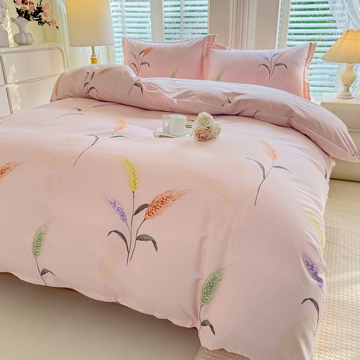 91家纺网 家纺一手货源 找家纺 木易家居 2026新款全棉磨毛印花四件套丰收年华