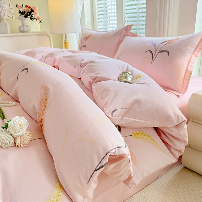 91家纺网 家纺一手货源 找家纺 木易家居 2026新款全棉磨毛印花四件套丰收年华