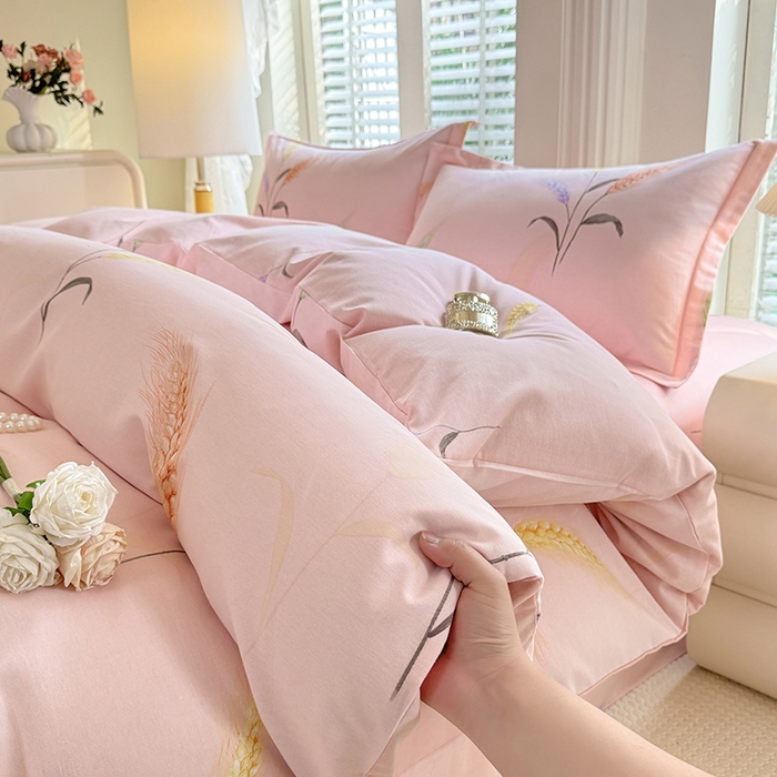 91家纺网 家纺一手货源 找家纺 木易家居 2026新款全棉磨毛印花四件套丰收年华