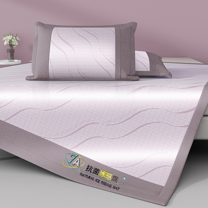 91家纺网 家纺一手货源 找家纺 yyds网供 2026新款波澜7A抗菌水洗提花刺绣冰丝席凉席软席三件套凉感丝空调席-波澜迪斯 波澜-冰清紫