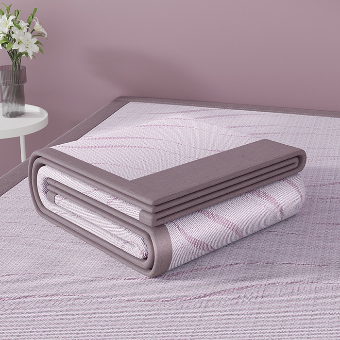 91家纺网 家纺一手货源 找家纺 yyds网供 2026新款波澜7A抗菌水洗提花刺绣冰丝席凉席软席三件套凉感丝空调席-波澜迪斯 波澜-冰清紫