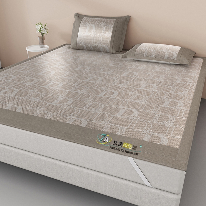 91家纺网 家纺一手货源 找家纺 yyds网供 2026新款波澜7A抗菌水洗提花刺绣冰丝席凉席软席三件套凉感丝空调席-波澜迪斯 迪斯尼-冰幻咖