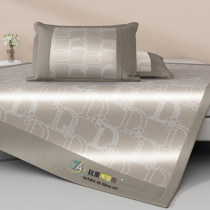 91家纺网 家纺一手货源 找家纺 yyds网供 2026新款波澜7A抗菌水洗提花刺绣冰丝席凉席软席三件套凉感丝空调席-波澜迪斯 迪斯尼-冰幻咖