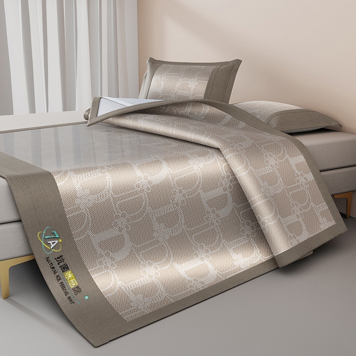 91家纺网 家纺一手货源 找家纺 yyds网供 2026新款波澜7A抗菌水洗提花刺绣冰丝席凉席软席三件套凉感丝空调席-波澜迪斯 迪斯尼-冰幻咖