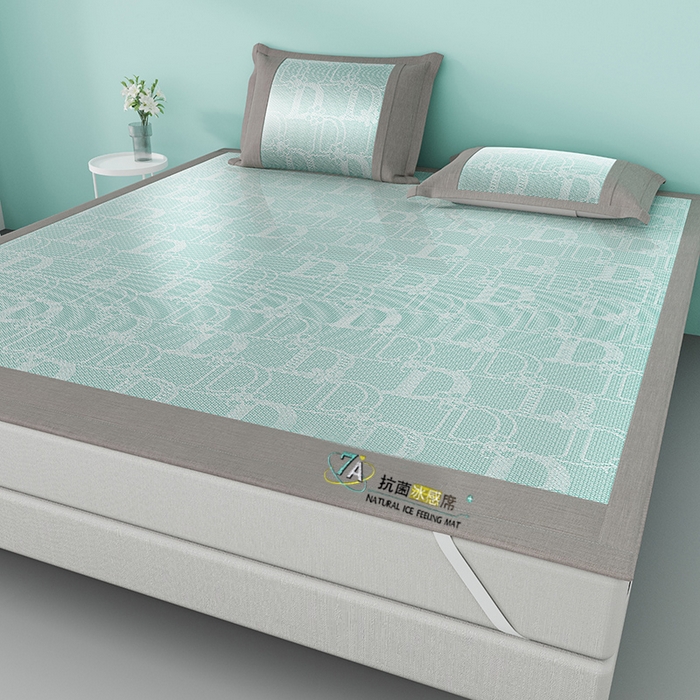 91家纺网 家纺一手货源 找家纺 yyds网供 2026新款波澜7A抗菌水洗提花刺绣冰丝席凉席软席三件套凉感丝空调席-波澜迪斯 迪斯尼-冰清绿