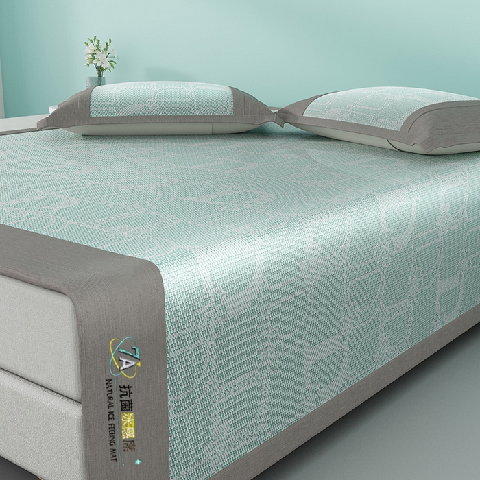 91家纺网 家纺一手货源 找家纺 yyds网供 2026新款波澜7A抗菌水洗提花刺绣冰丝席凉席软席三件套凉感丝空调席-波澜迪斯 迪斯尼-冰清绿