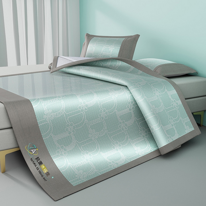 91家纺网 家纺一手货源 找家纺 yyds网供 2026新款波澜7A抗菌水洗提花刺绣冰丝席凉席软席三件套凉感丝空调席-波澜迪斯 迪斯尼-冰清绿