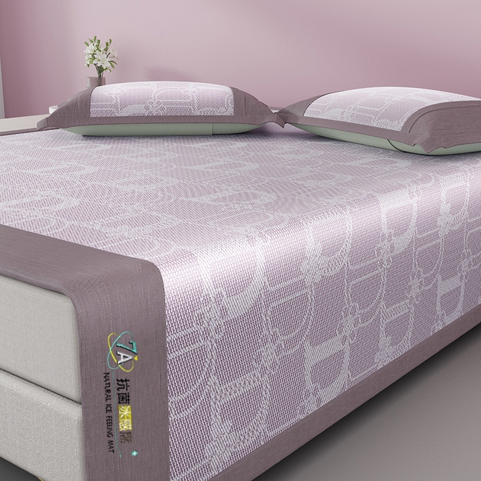 91家纺网 家纺一手货源 找家纺 yyds网供 2026新款波澜7A抗菌水洗提花刺绣冰丝席凉席软席三件套凉感丝空调席-波澜迪斯 迪斯尼-冰清紫