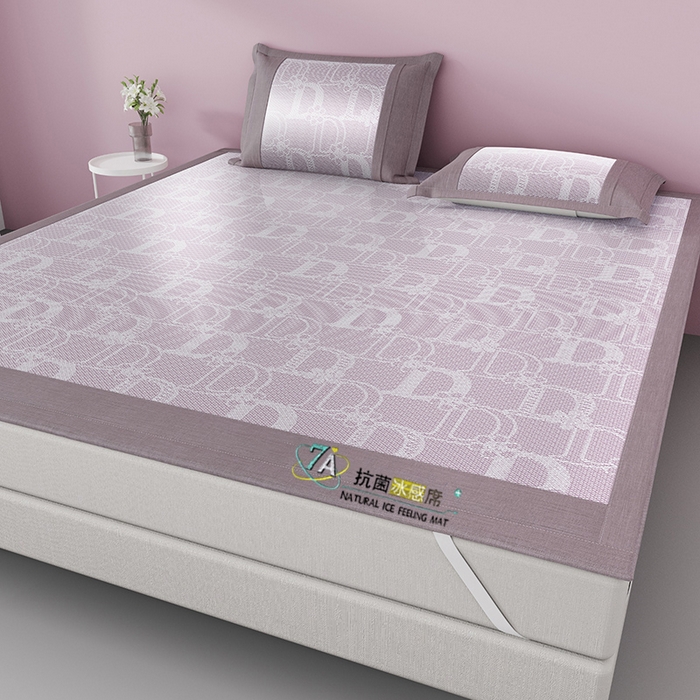 91家纺网 家纺一手货源 找家纺 yyds网供 2026新款波澜7A抗菌水洗提花刺绣冰丝席凉席软席三件套凉感丝空调席-波澜迪斯 迪斯尼-冰清紫