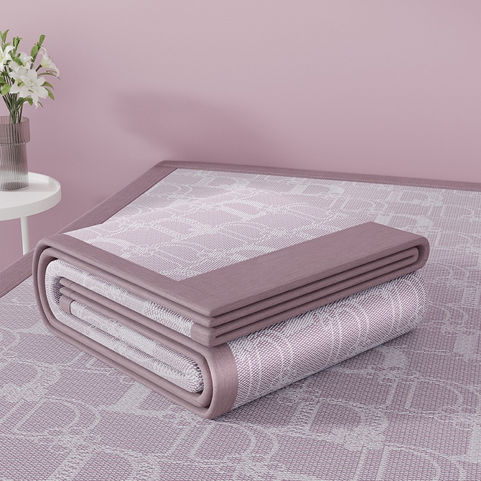 91家纺网 家纺一手货源 找家纺 yyds网供 2026新款波澜7A抗菌水洗提花刺绣冰丝席凉席软席三件套凉感丝空调席-波澜迪斯 迪斯尼-冰清紫