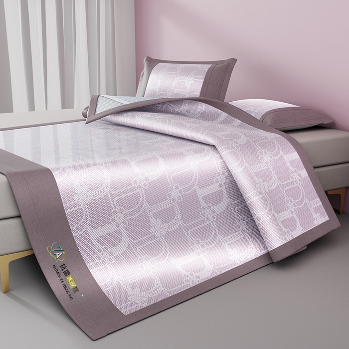 91家纺网 家纺一手货源 找家纺 yyds网供 2026新款波澜7A抗菌水洗提花刺绣冰丝席凉席软席三件套凉感丝空调席-波澜迪斯 迪斯尼-冰清紫