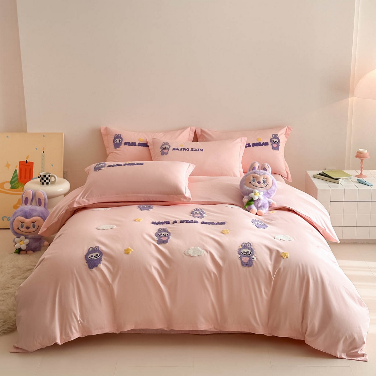 91家纺网 家纺一手货源 找家纺 （总）犇牛仓储供应链 2026春夏新款A类全棉纯棉毛巾绣卡通款四件套拉布布