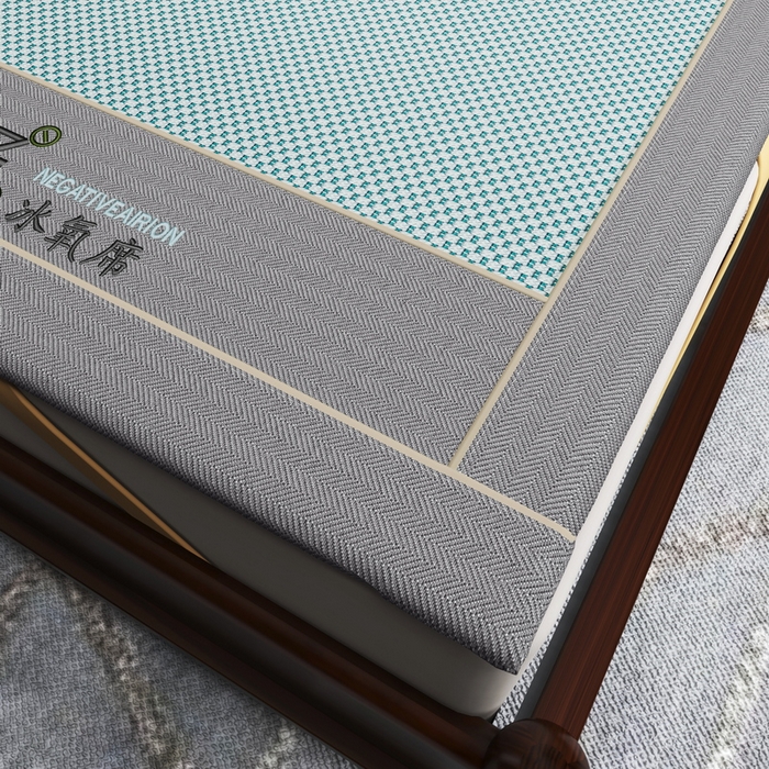 91家纺网 家纺一手货源 找家纺 yyds网供 2026新款碳光绣花冰藤席夏季冰丝席空调软席可水洗折叠凉席 绣花素雅-水绿