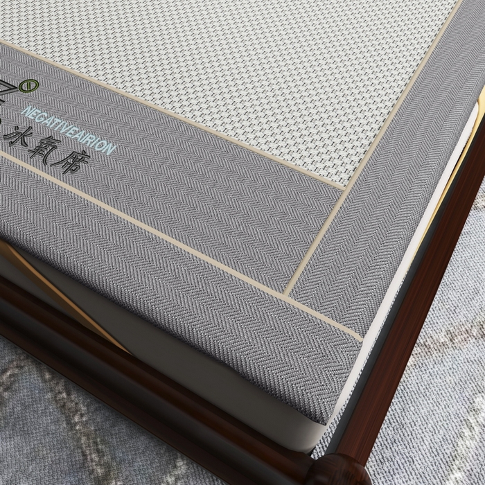 91家纺网 家纺一手货源 找家纺 yyds网供 2026新款碳光绣花冰藤席夏季冰丝席空调软席可水洗折叠凉席 绣花素雅-银灰