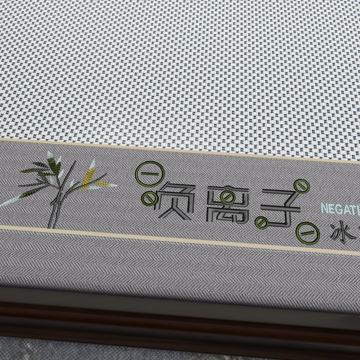 91家纺网 家纺一手货源 找家纺 yyds网供 2026新款碳光绣花冰藤席夏季冰丝席空调软席可水洗折叠凉席 绣花素雅-银蓝