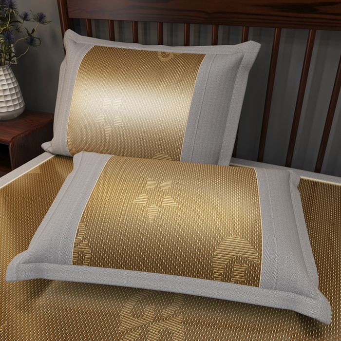 91家纺网 家纺一手货源 找家纺 yyds网供 2026新款碳光绣花冰藤席夏季冰丝席空调软席可水洗折叠凉席 绣花星月-咖色