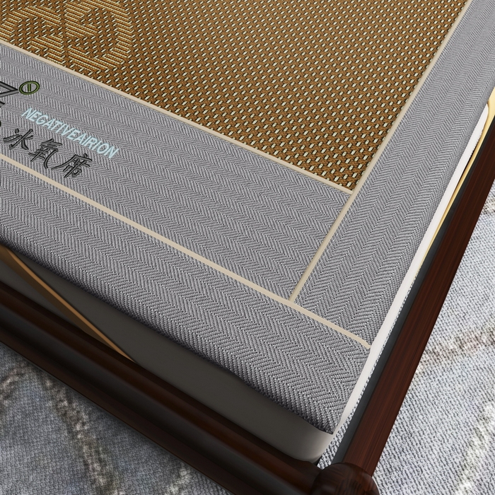 91家纺网 家纺一手货源 找家纺 yyds网供 2026新款碳光绣花冰藤席夏季冰丝席空调软席可水洗折叠凉席 绣花星月-咖色