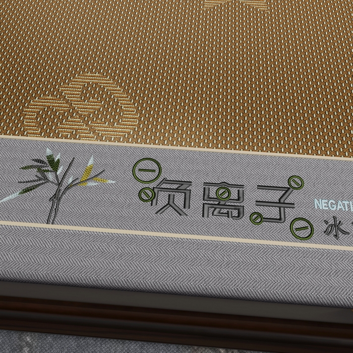 91家纺网 家纺一手货源 找家纺 yyds网供 2026新款碳光绣花冰藤席夏季冰丝席空调软席可水洗折叠凉席 绣花星月-咖色