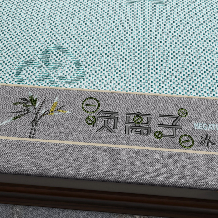 91家纺网 家纺一手货源 找家纺 yyds网供 2026新款碳光绣花冰藤席夏季冰丝席空调软席可水洗折叠凉席 绣花星月-水绿