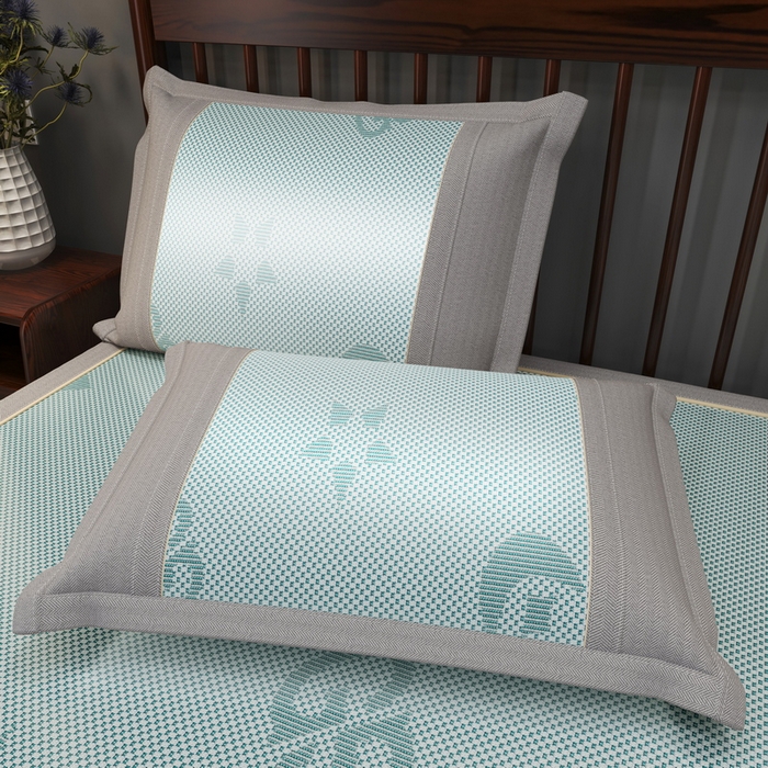 91家纺网 家纺一手货源 找家纺 yyds网供 2026新款碳光绣花冰藤席夏季冰丝席空调软席可水洗折叠凉席 绣花星月-水绿