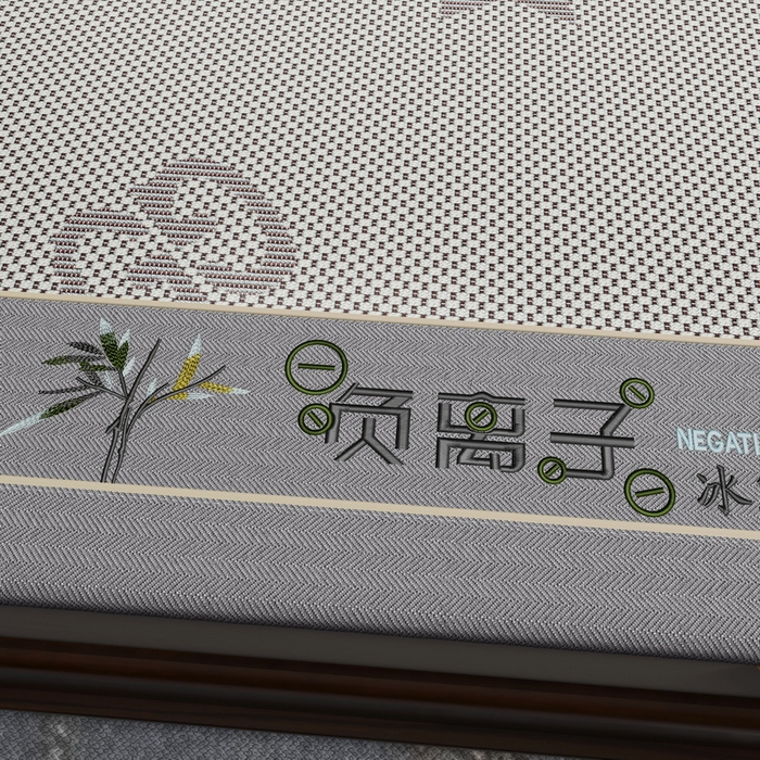 91家纺网 家纺一手货源 找家纺 yyds网供 2026新款碳光绣花冰藤席夏季冰丝席空调软席可水洗折叠凉席 绣花星月-银灰